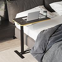 Vista 2 de SANODESK Mesa médica ajustable sobre la cama con ruedas ocultas, carrito de escritorio móvil neumático para computadora portátil de pie con bandeja
