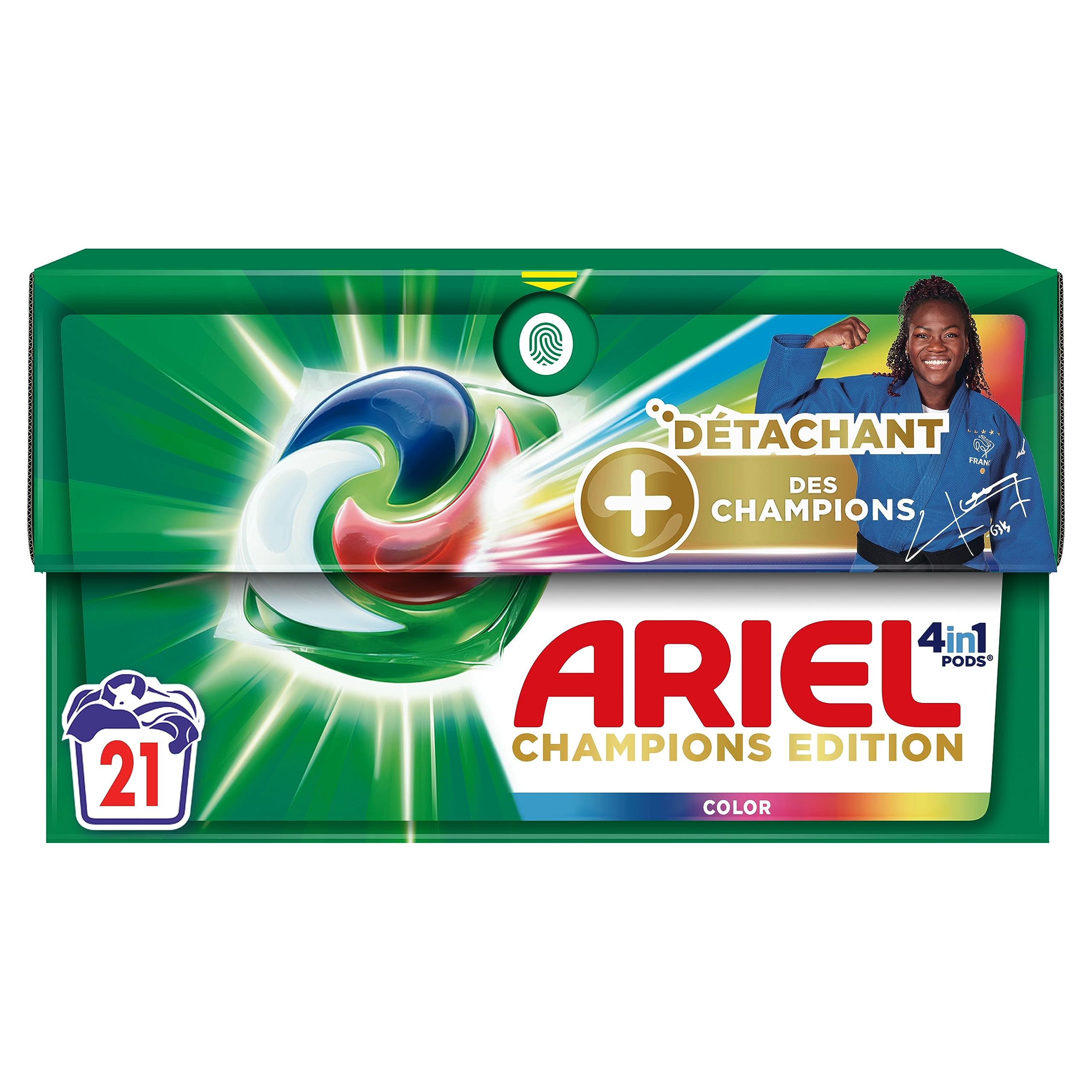 Ariel 4in1 PODS Lessive Liquide En Capsules 84 Lavages (4x21 Tablettes), Édition Champion, Extra Color Protection,Technologie Ultra Détachant, Élimine Les Taches Incrustées, Fabriqué En France