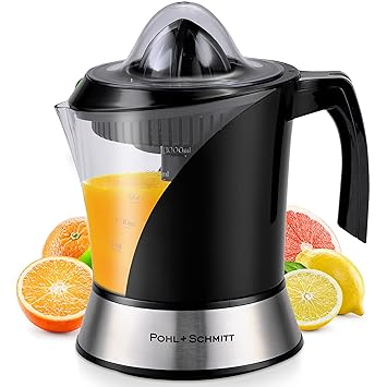 Pohl+Schmitt Deco-Line Citrus Juicer Machine Extractor - Large Capacity 34oz (1L) Easy-Clean, Featuring P