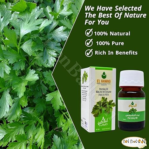 Miniatura 5 de Aceite de perejil El hawag Elhawag puro y natural prensado en frío concentrado crudo perfecto alimentos frescos cocinar cuerpo hierbas hierbas