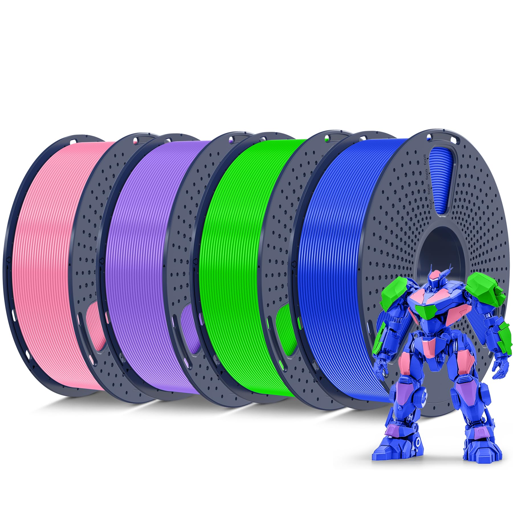 SUNLU PETG Filament 1.75mm,4kg,Pink+Purple+Blue+Green