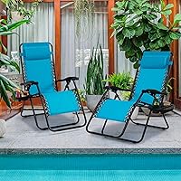 Vista 2 de Goplus Zero Gravity - Silla reclinable plegable ajustable con almohada y soporte para tazas, para patio, piscina, campamento y patio