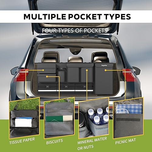 Miniatura 3 de Organizador de maletero colgante para asiento trasero para SUV, automóviles, camiones y MPV  Almacenamiento de múltiples bolsillos con correas