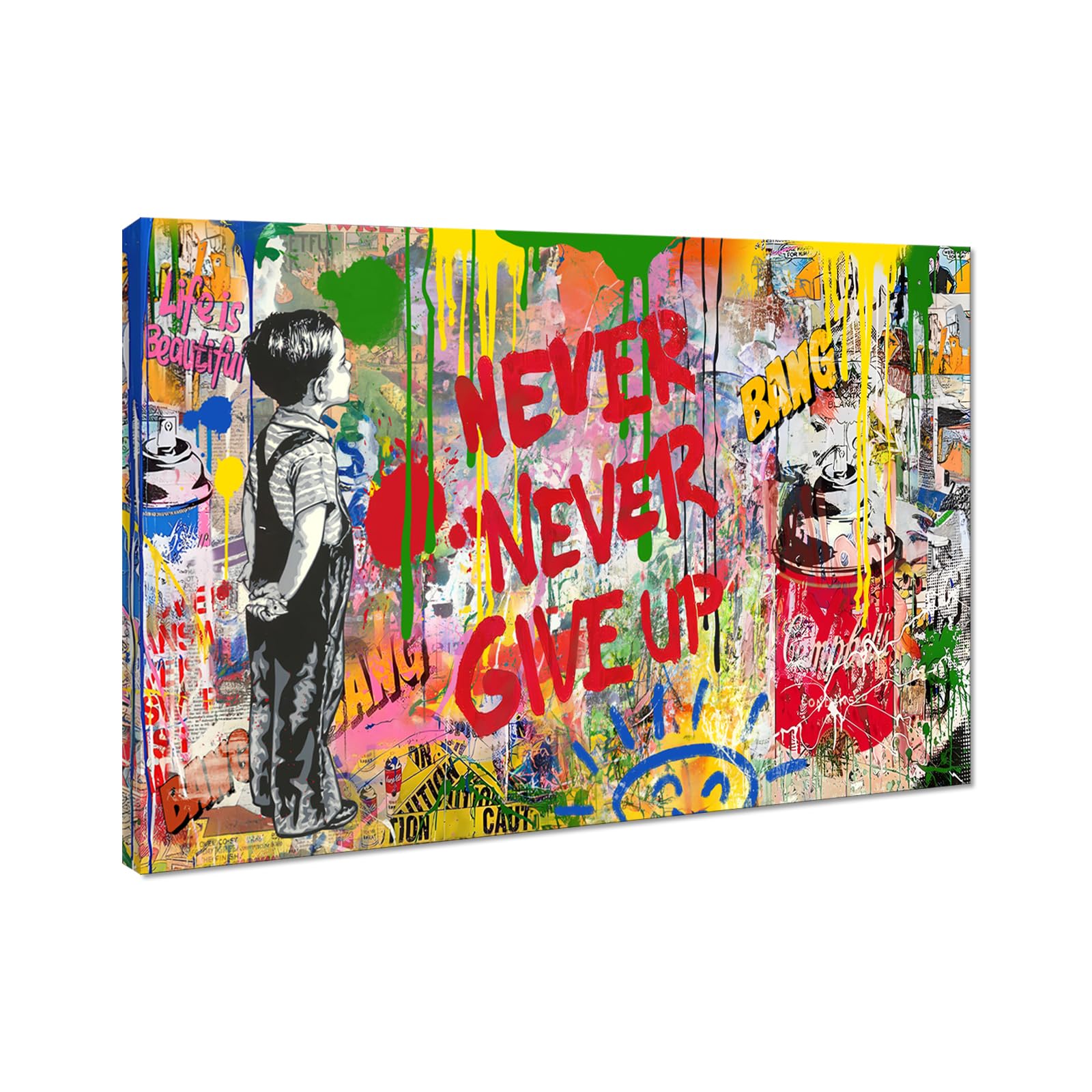 Amazon.co.jp: Never Give Up グラフィティ キャンバス ウォールアート