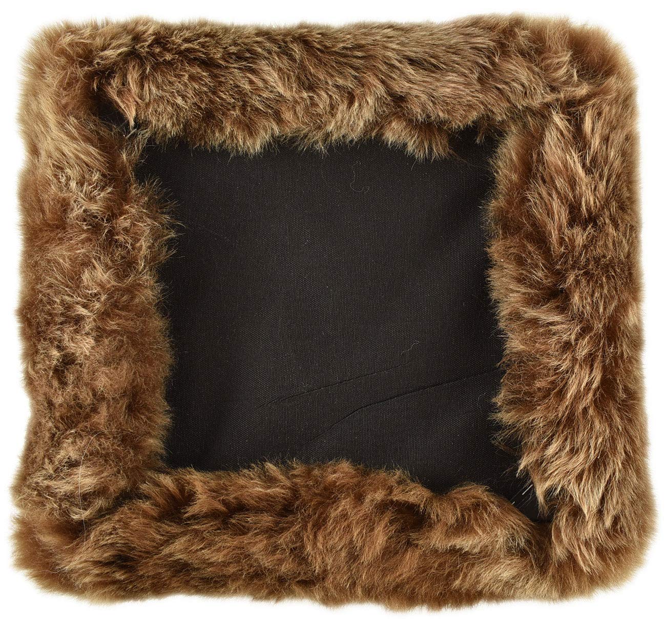 generisch Hocker Ottomane Sitzwürfel Pouf aus Lammfell Goldbraun mit Holz Gestell 42 x 42 x 42 cm