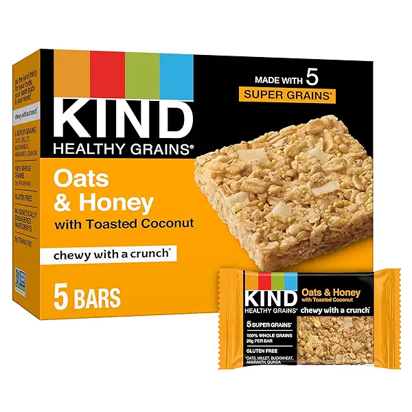 KIND Healthy Grains Bars, Oats & Honey with Toasted Coconut, Non GMO, Gluten Free, 1.2 oz, 5 Count 1