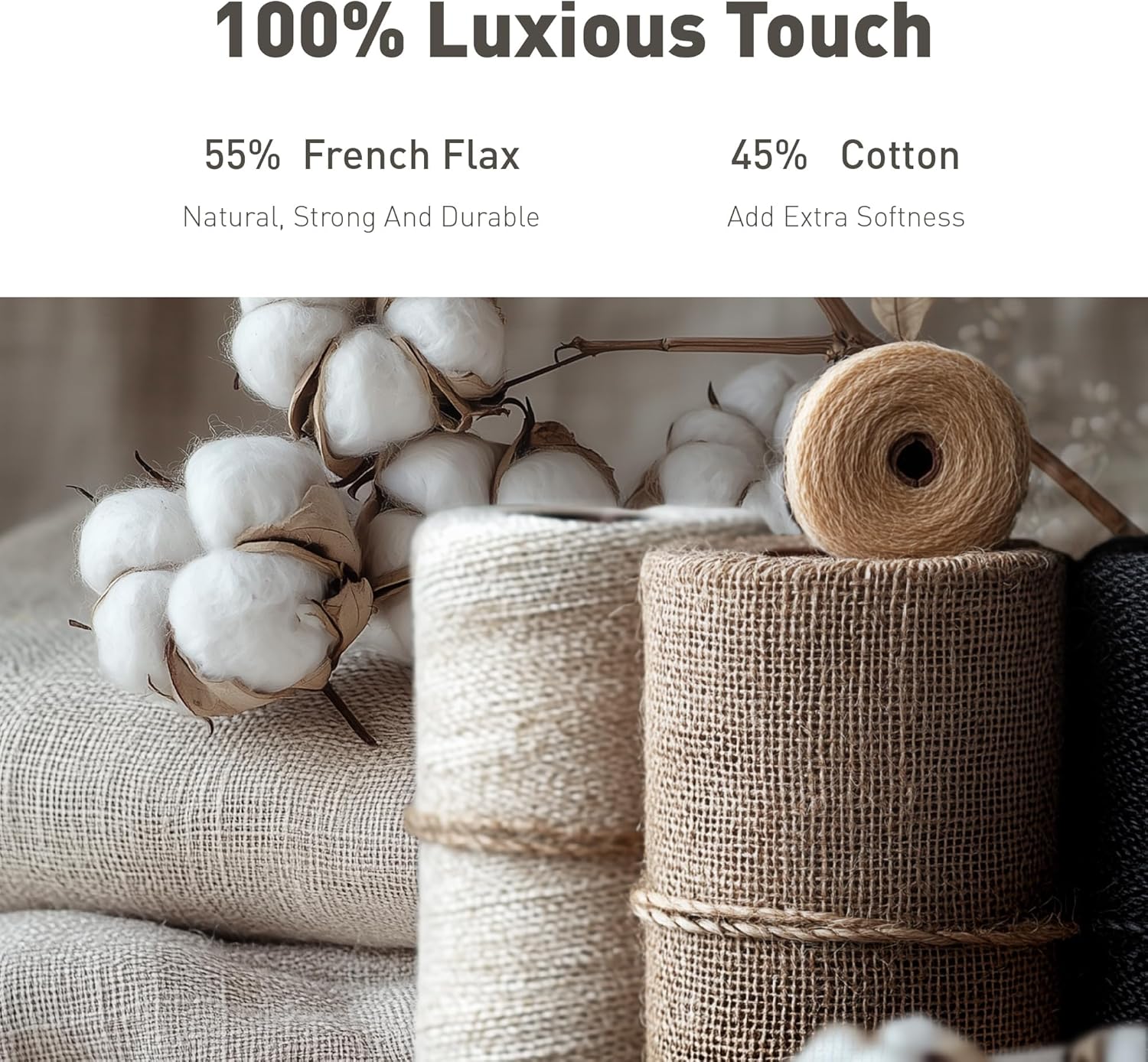 Hyde Lane Luxury Linen Quilt Set Queen Size, Organic European Flax Cotton Blend Bedding for Bedspread and Coverlet, Box Stitched, with 2 Pillow Shams, 90"x96", Grey - Image 3