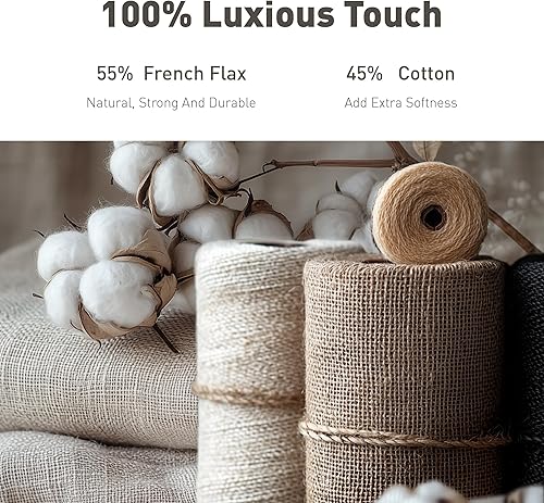 Miniatura 3 de Hyde Lane Juego de edredón de lino de lujo, tamaño Queen, ropa de cama de mezcla de algodón de lino europeo orgánico para colcha y colcha, cosido en