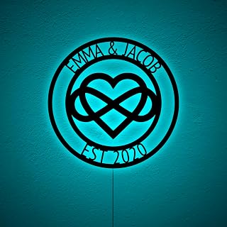 Custom Heart Infinity Wall Decor With Light, Heart Infinity Sign, Heart Decor Name Sign, Love Wall Art, Engagement Sign, Romantic Wall Decor, Wedding Gift, Birthday Xmas Gifts, RGB 16 Colors Changing