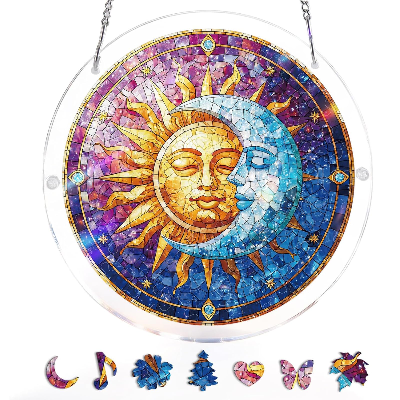 Acrylic Jigsaw Puzzle Suncatcher | 22cm Large Acrylic Puzzles Suncatchers For Windows Hanging | 83 Pieces Stained Glass Window Puzzle Sun Catcher For Adult | Aesthetic Diy Arts & Crafts For Home Decor