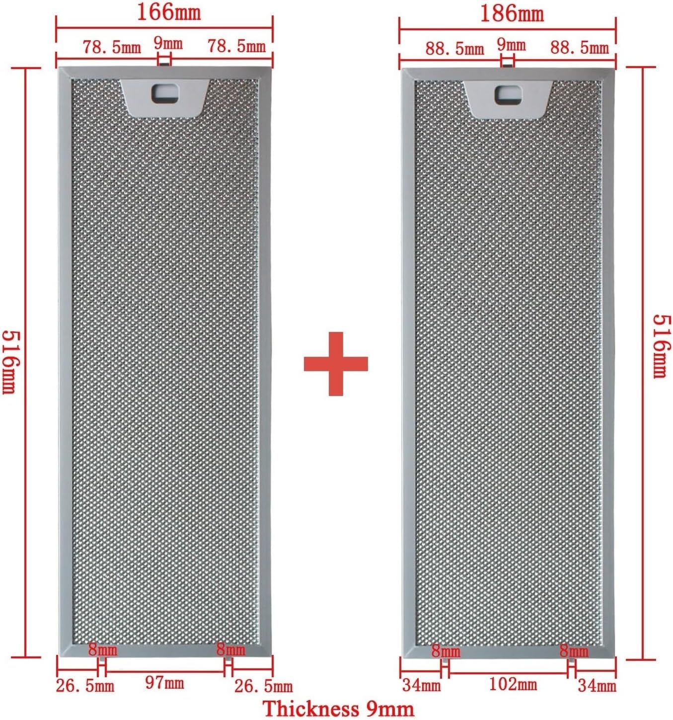 00660222 00660223 Cooker Hood Filter Set 516x166 + 516x186 Mm Range Hood Grease Filter Kitchen Range Hood Mesh Cover Replacement Parts