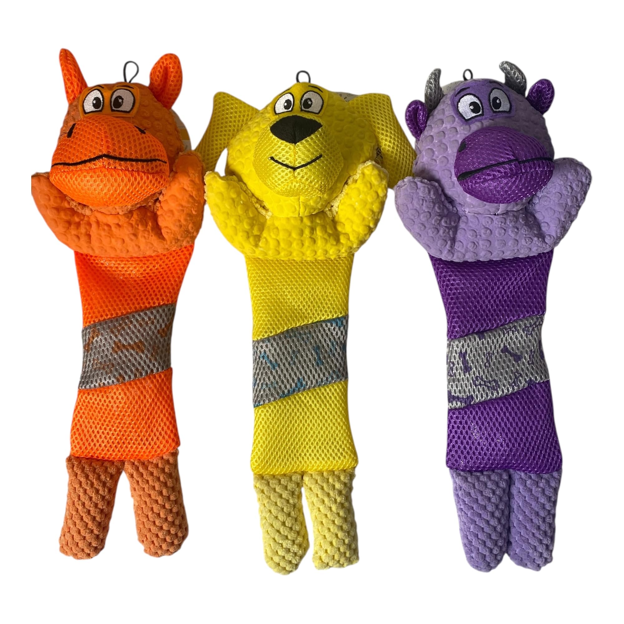 DOG LATEX CRINKLEY DOG TOY 3 DESIGNS HIPPO DOG RHINO 1 PIECE RANDOM SENT, Brown, White, Red, Green, 50 Centimeters