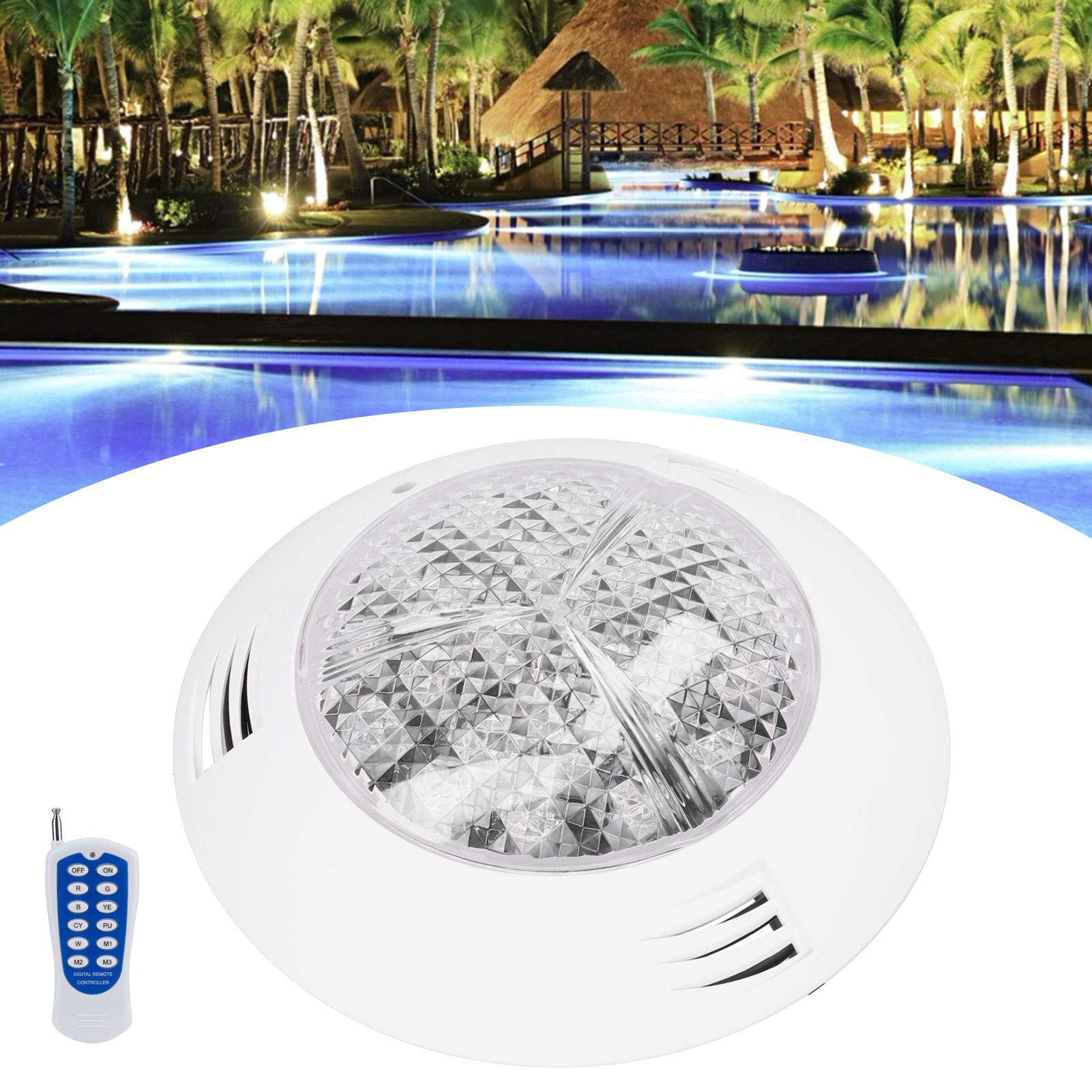 Lampada subacquea RGB per piscina 24LED con telecomando a 12 tasti IP68 impermeabile 24W AC12V
