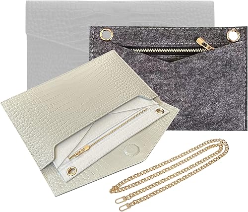 Uptown Clutch Conversion Kit with Gold Chain Wristlet Insert Wallet on Chain WOC Uptown Pouch Insert (Lime)