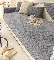 Vista 6 de vctops Funda de sofá de felpa jacquard geométrica, funda antideslizante neutra, suave y cálida para perros, niños y mascotas, protector de muebles