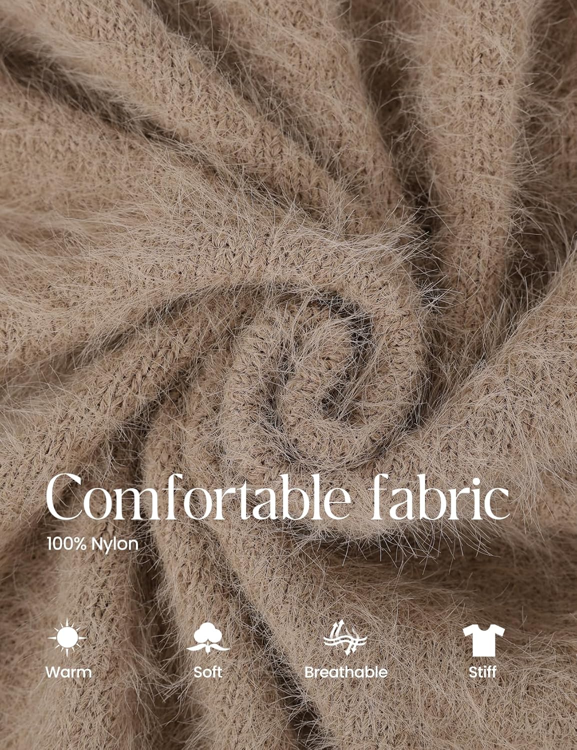 Yimoon Fuzzy Sweater for Women V Neck Long Sleeve Soft Chunky Pullover Sweater Loose Slouchy Fluffy Jumper Top - Image 4