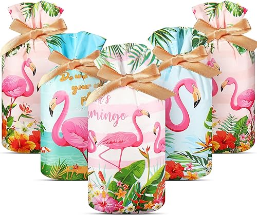 40 bolsas de dulces de flamenco, bolsas de golosinas hawaianas de flamenco, bolsas de dulces de flamencos rosas tropicales, bolsas de regalo de