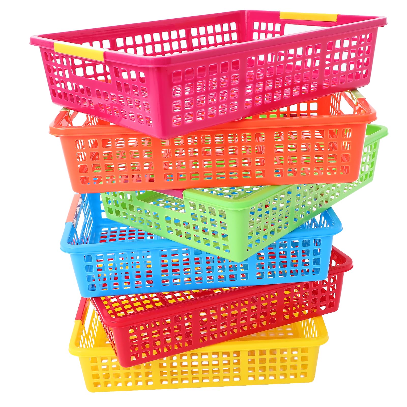 Ciieeo 6Pcs Plastic Storage Baskets Colorful Classroom Organization Bins for Teacher Saving Design for Home Office Use
