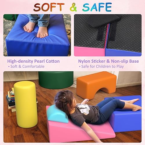 Miniatura 4 de GUINGFUN 6 juguetes de escalada para niños pequeños de 1 a 3 pulgadas, bloques de escalada para bebés, habilidades motoras, juego suave para niños