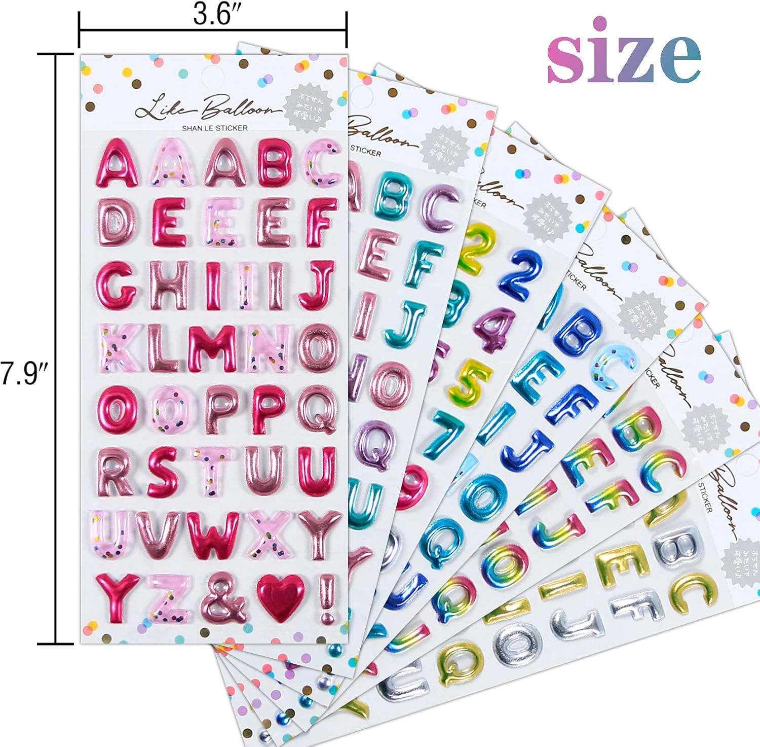 Kids 3D Colorful Number and Letter Alphabet Gold Foil Stickers 6 Different Sheets, Self-Adhesive Glitter Letter and Number Puffy Stickers for Decorative Scrapbooking Calendar, Boys Girls DIY Gift