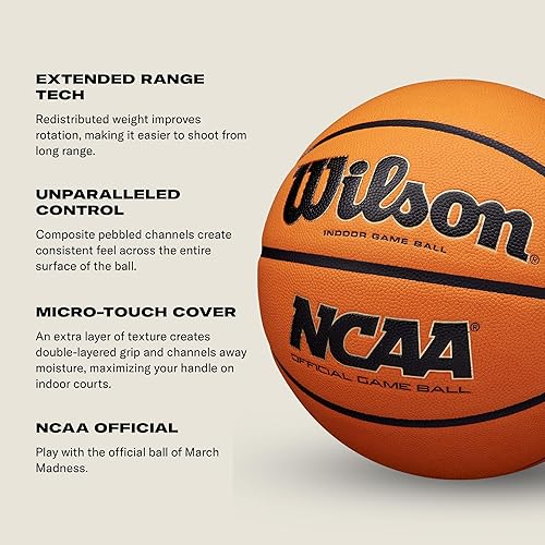 Miniatura 5 de Wilson NCAA Evo NXT - Balones de baloncesto oficiales para interiores, tamaños 6 y 7