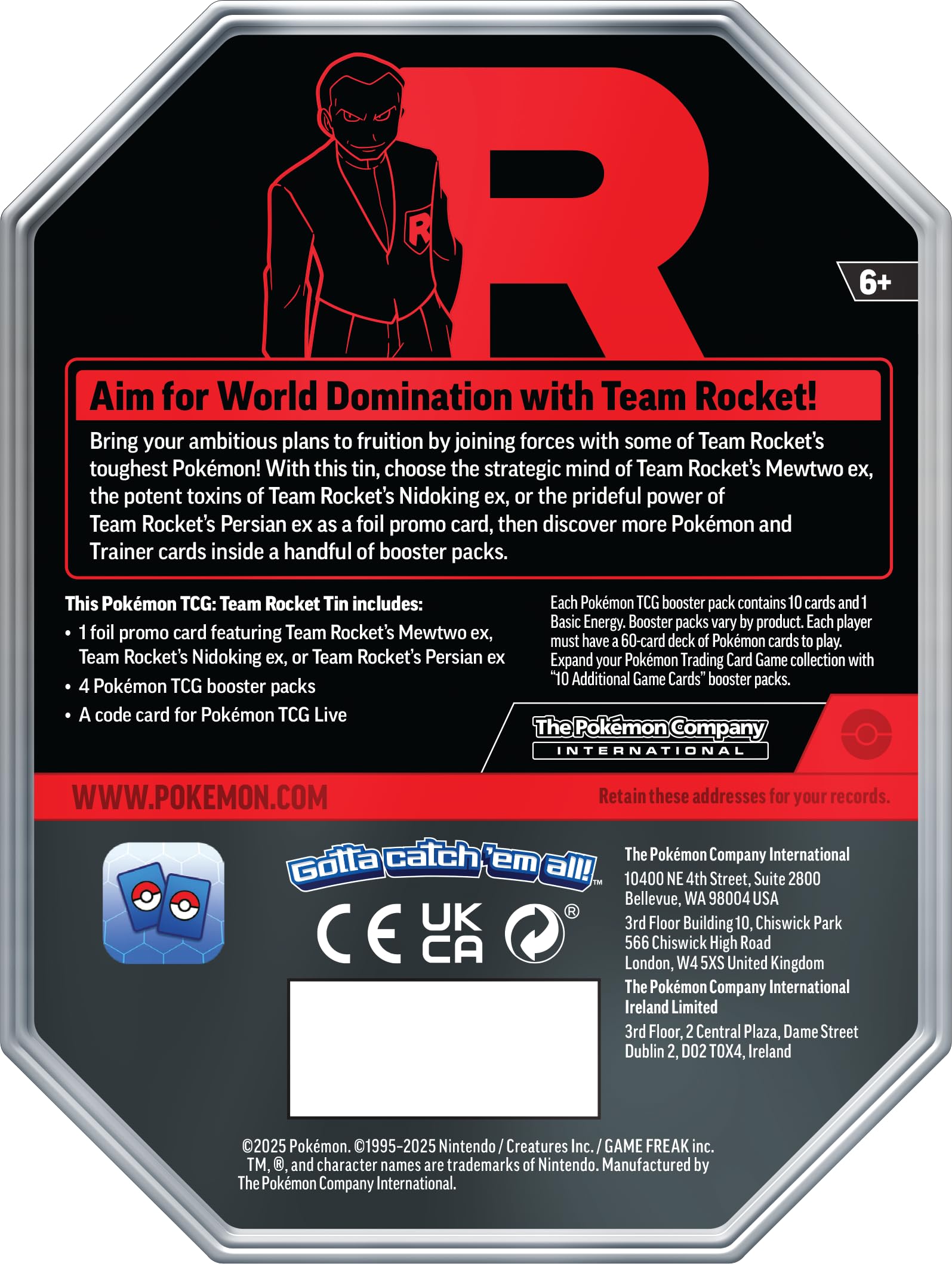 Pokémon TCG: Team Rocket Tin - Mewtwo (Inglés