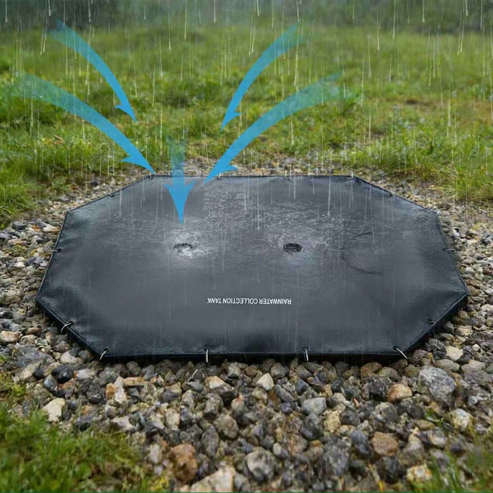 Colector de Agua de Lluvia Tanque de Almacenamiento de Agua de Jardín de PVC de Recolección de Lluvia Integrado de 500 L con Filtro Superior Depósito de Grande para Riego