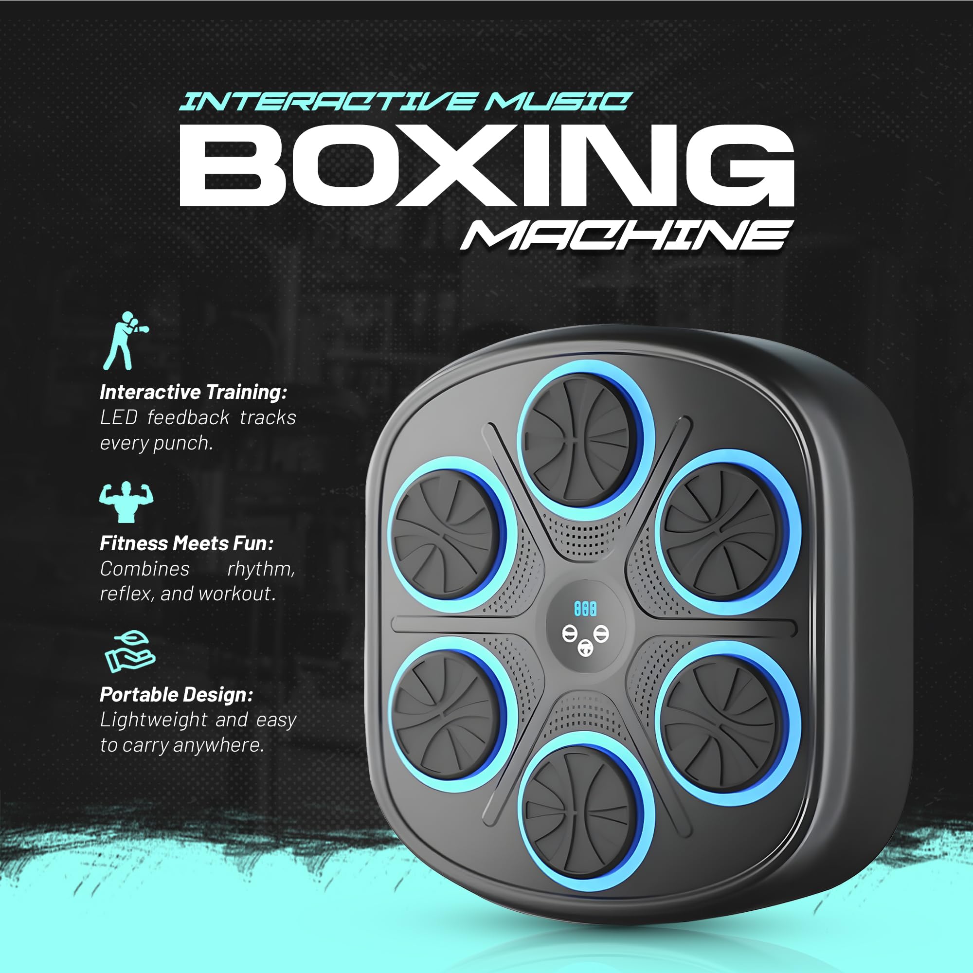 2025 Smart Music Boxing Machine with LED Wall-Mounted Target for Adults and Kids – Interactive Training Equipment for Home Gym, Indoor Fitness, Boxing Workout, and Exercise with Premium Boxing Gloves