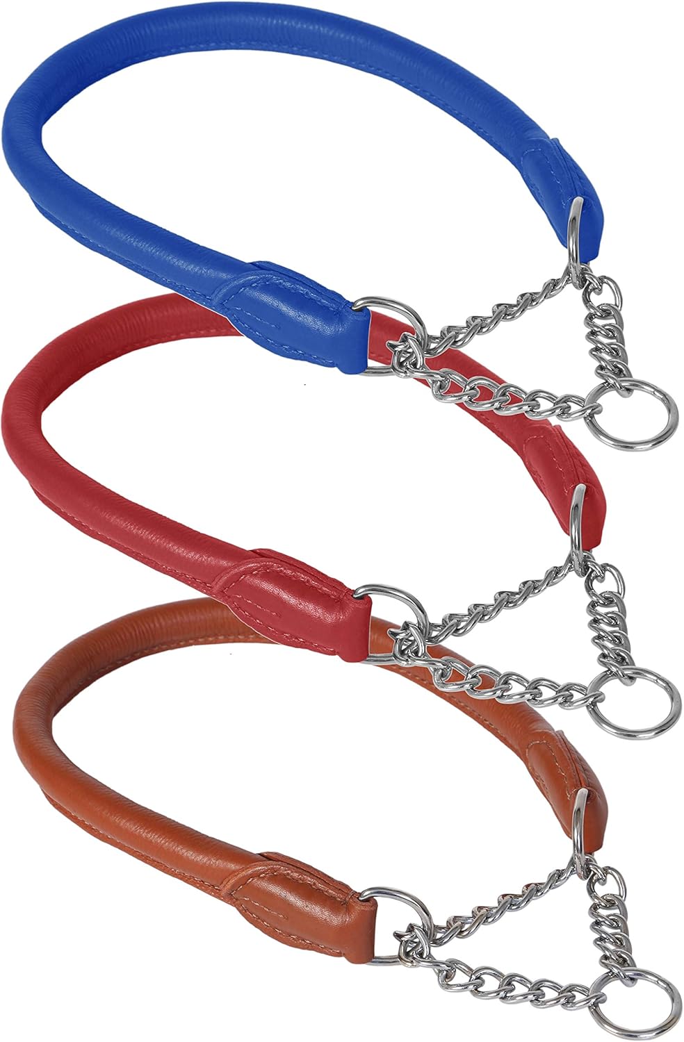 Rolled super SOFT half check leather dog collar (fits up to 18