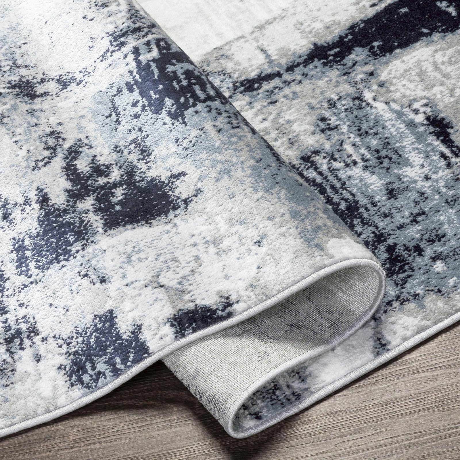 Livabliss Giulia Astratto Rectangle Tappeto | Azzurro cielo, Azzurro inchiostro, Carbone | 120x170cm | Soggiorno e Camera da Letto | Tessuto a Macchina Poliestere