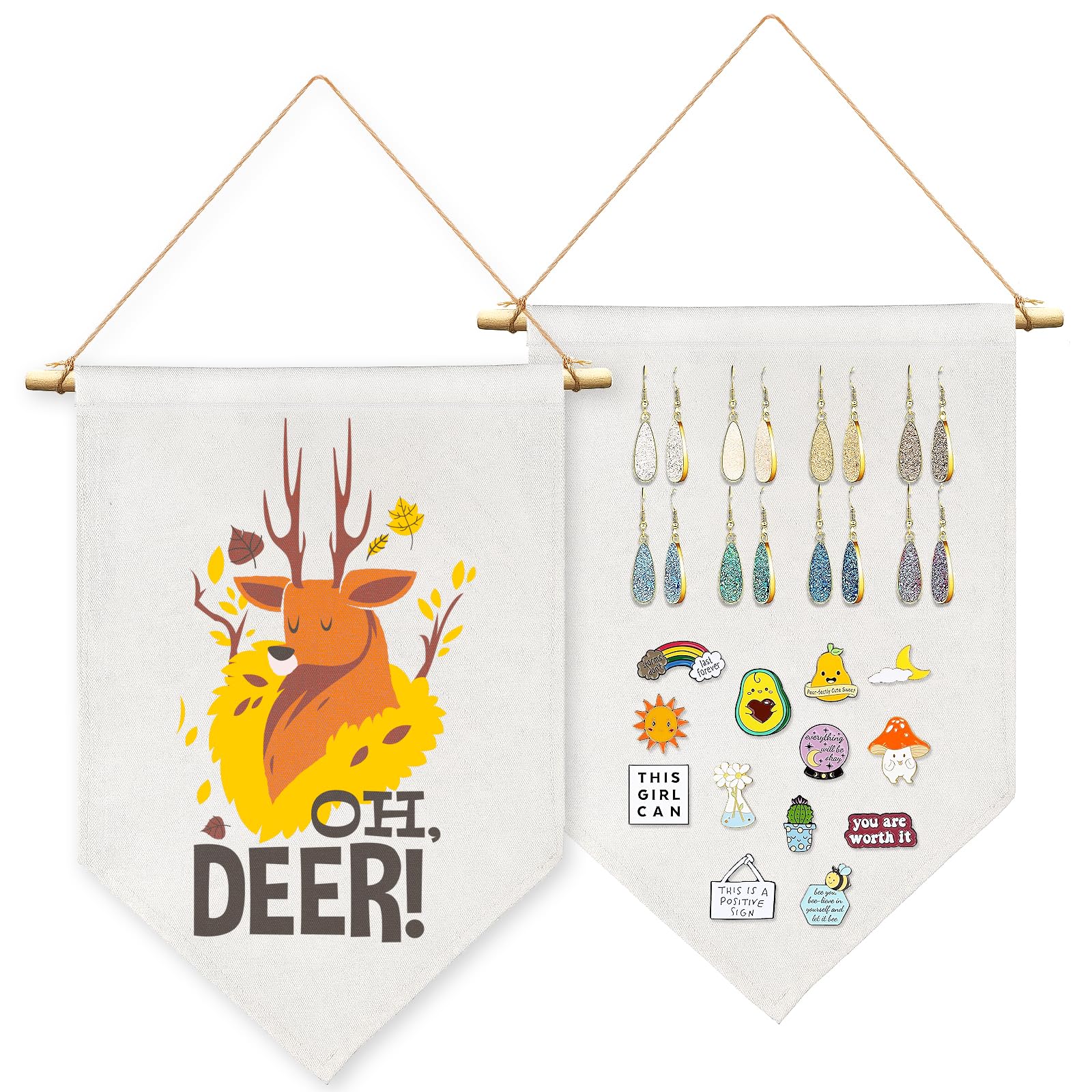 Beclumas 2 Pack Sublimation Blanks Pin Display Banner Enamel Pin Wall Display Banner Pin Display Pennant Wall Hanging Brooch Jewelry Storage Case Blank Hanging Flag Banner for Room Decor