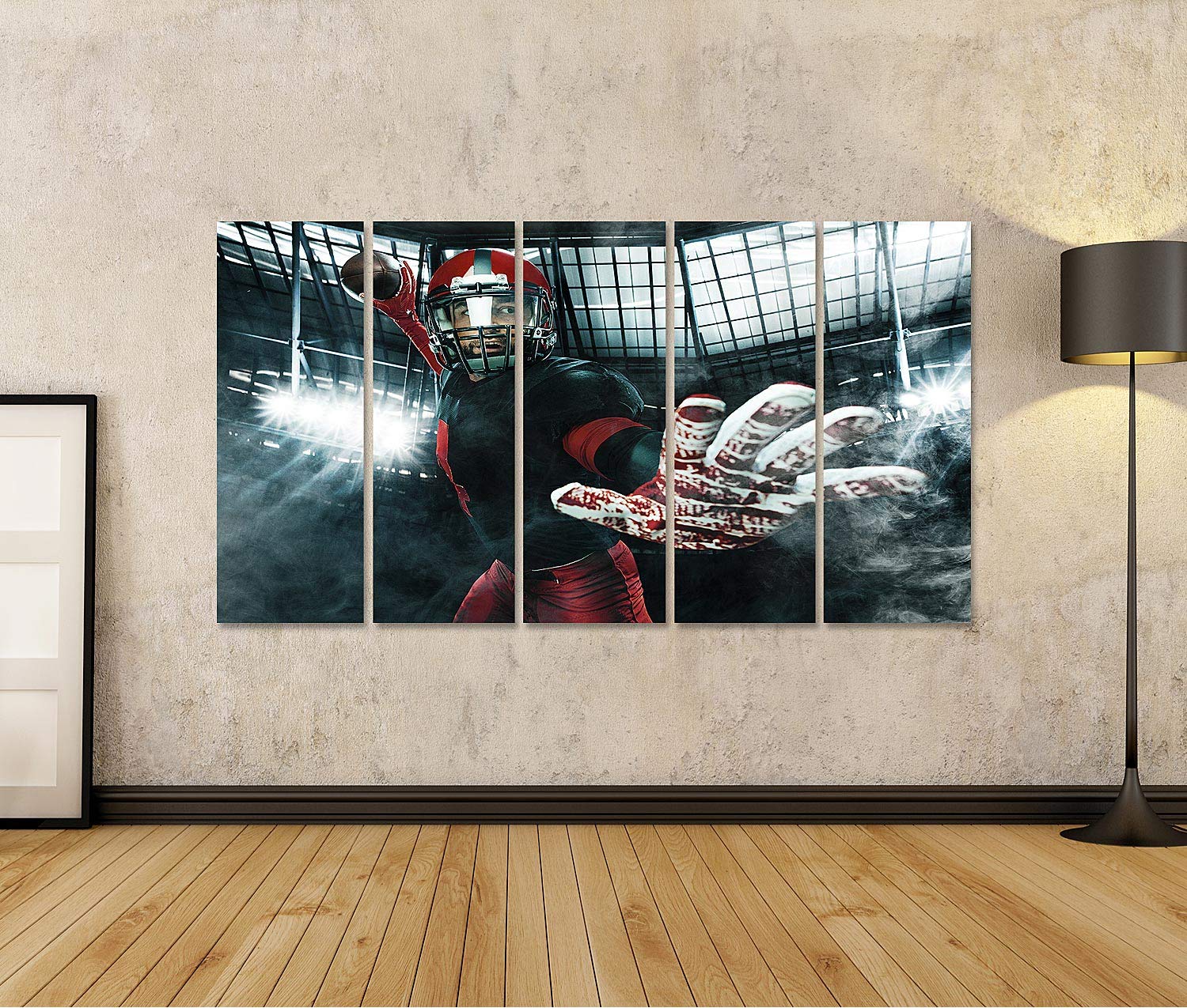 islandburner Quadro su tela Americano Football Giocatore Atleta Rosso Casco Stadio Sport M Immagini Murale Poster