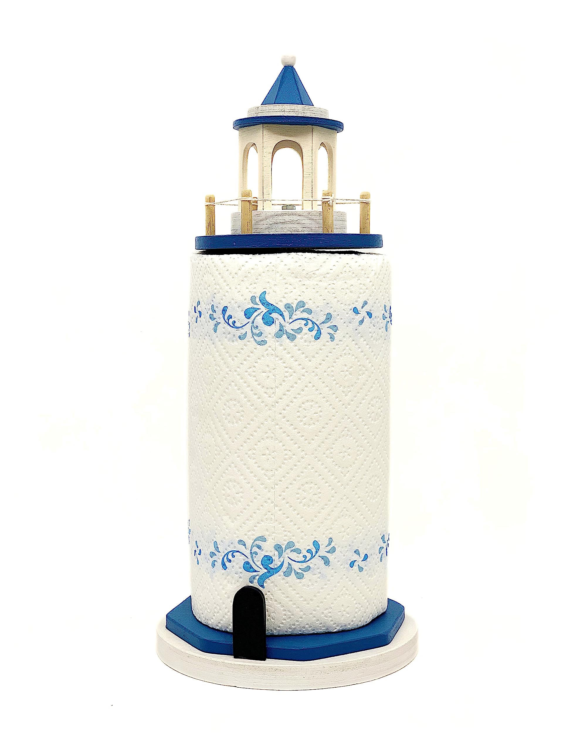 Porta rotolo carta da cucina, porta rotolo per casa, portarotolo legno blu azzurro, faro nautico in stile marino, arredo cucina, portarotolo carta, regalo per mamma