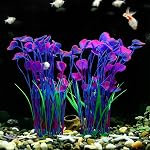 MyLifeUNIT Aquarium Plants, 2 Pack Tall Plastic Plants for Fish Tank Decorations, 15.75 Inches (Purple)
