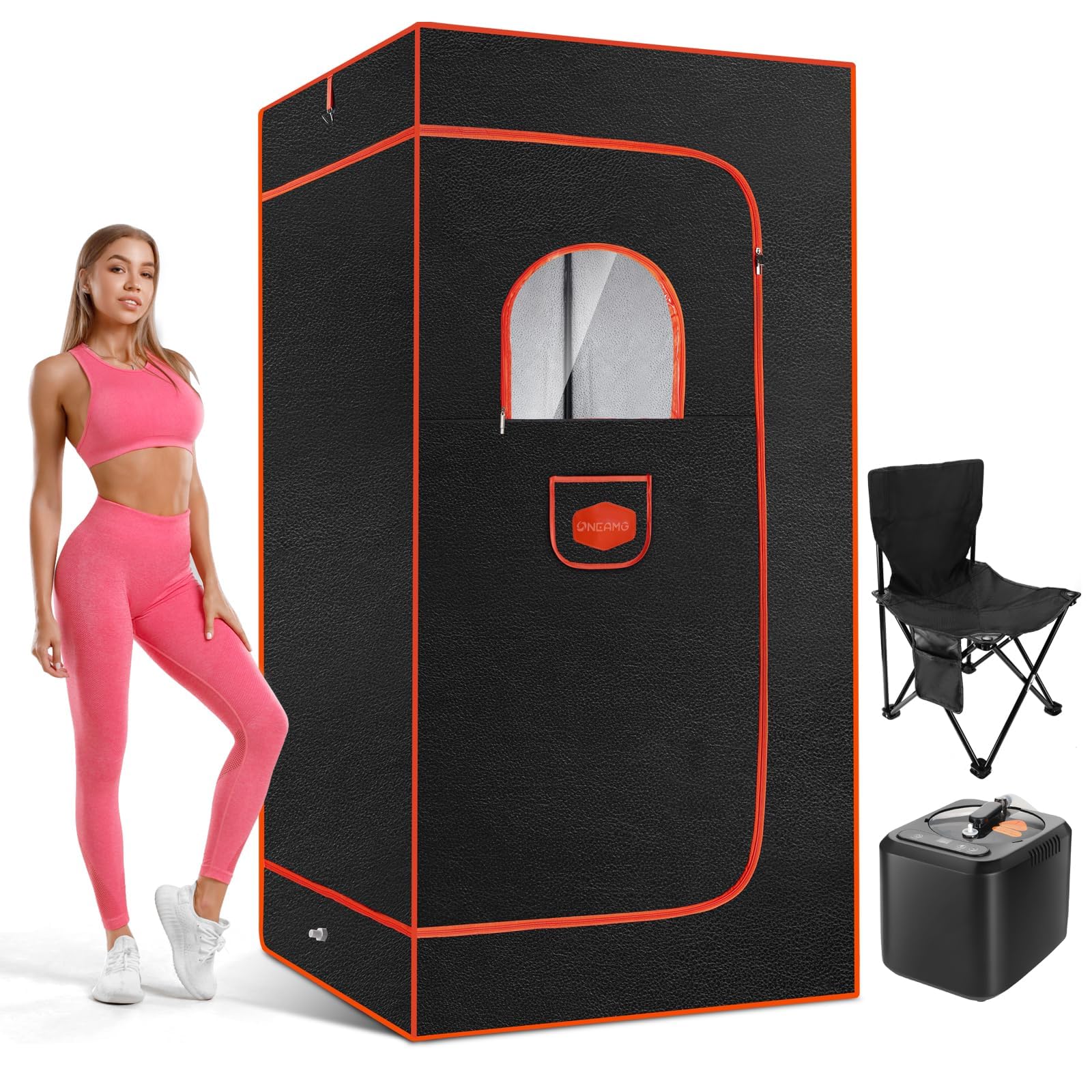 Sauna, Portable Sauna Box, Portable Sauna for Home, Steam Sauna with 3L 1000W Steamer, Remote Control, Folding Chair, Home Sauna Tent for Gym Yoga, Pilates, Hot Tub