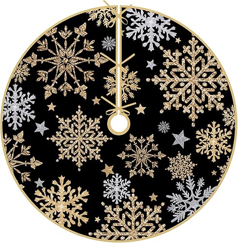 Miniatura 8 de Fzbali Faldón de árbol de Navidad de 48 pulgadas, falda de árbol artificial grande de invierno nevado azul y blanco para decoración del hogar de