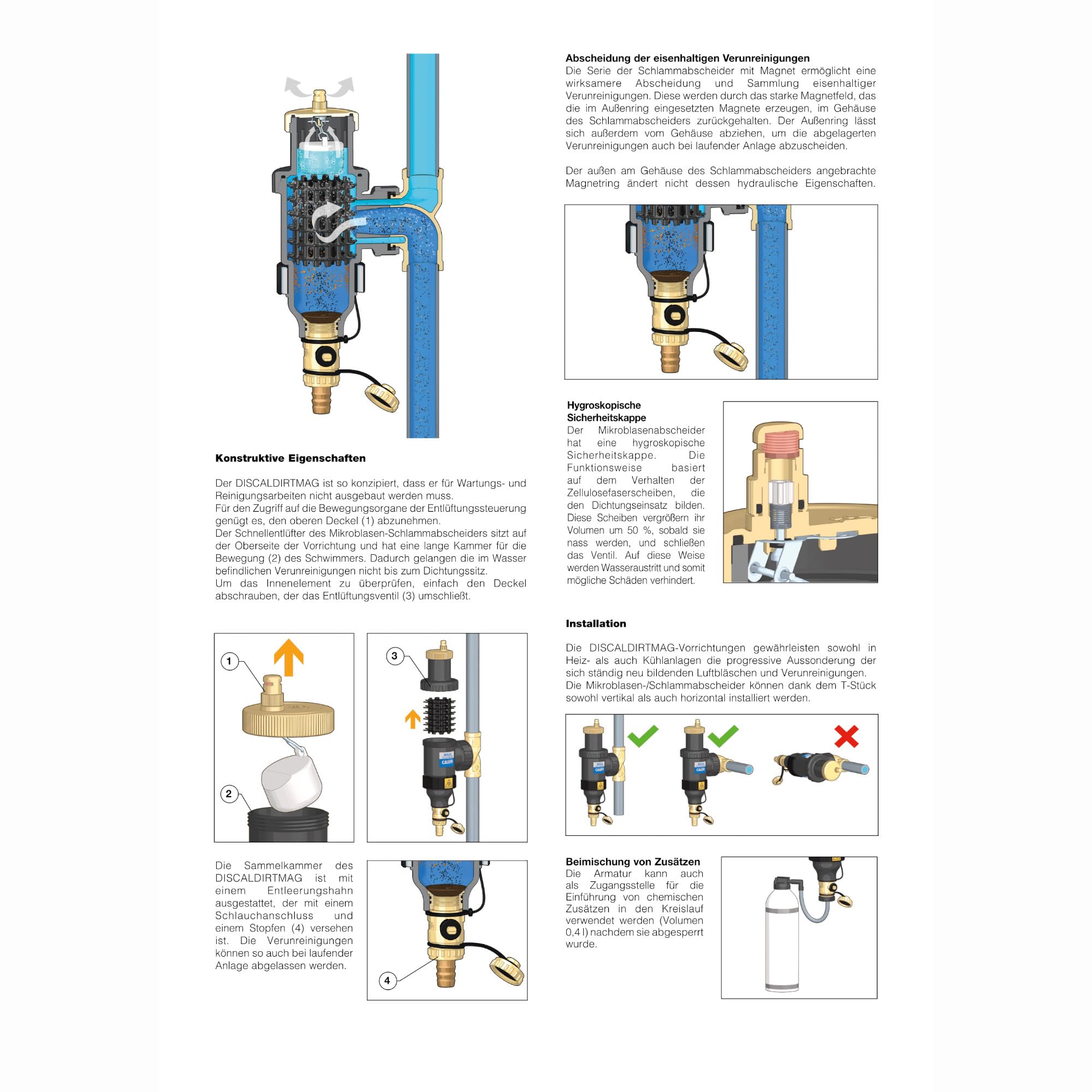 Caleffi Dirtmagplus Microblasen Schlammabscheider 1 Zoll mit Magnet und Schmutzfänger aus Technopolymer, 546406 | Kompakt Abscheider, Magnetit Schlammabscheider, Magnet Schlammabscheider, 546406