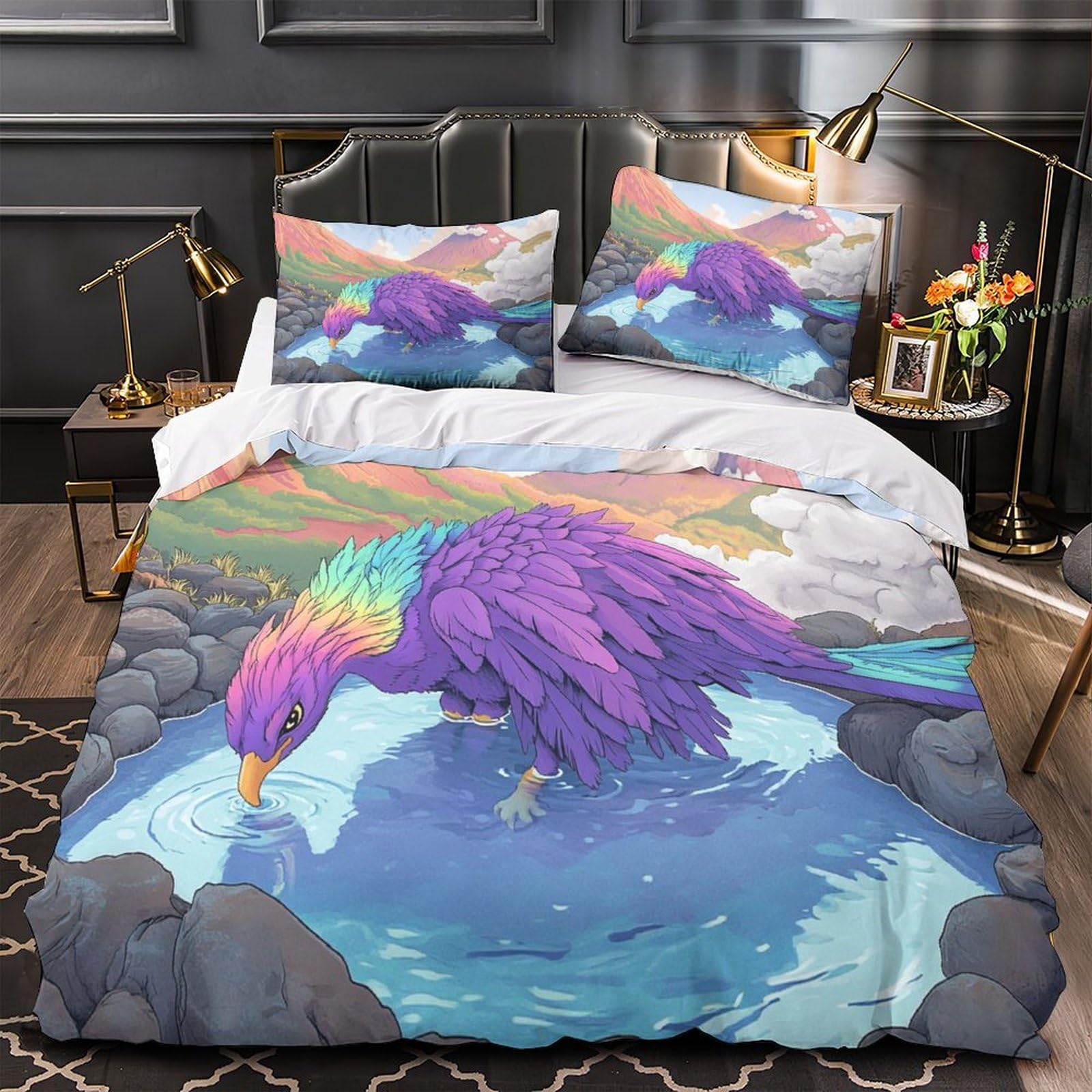 Housse de couette créature à plumes en microfibre inaltérable avec fermeture Éclair