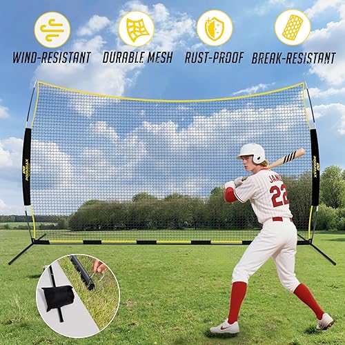 Miniatura 6 de PodiuMax Red de Barrera de Contención de 16x10 Pies, Barrera de Béisbol y Baloncesto con Marco de Acero Mejorado, Red Protectora para Béisbol,
