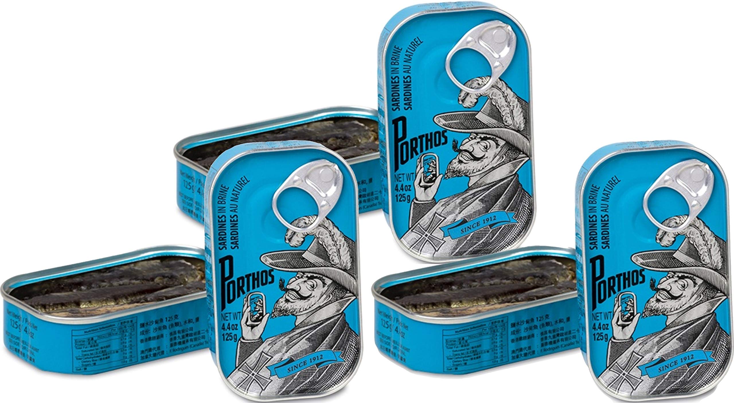 Sardines in Brine 3 tins x 125 g, Porthos / Portugal