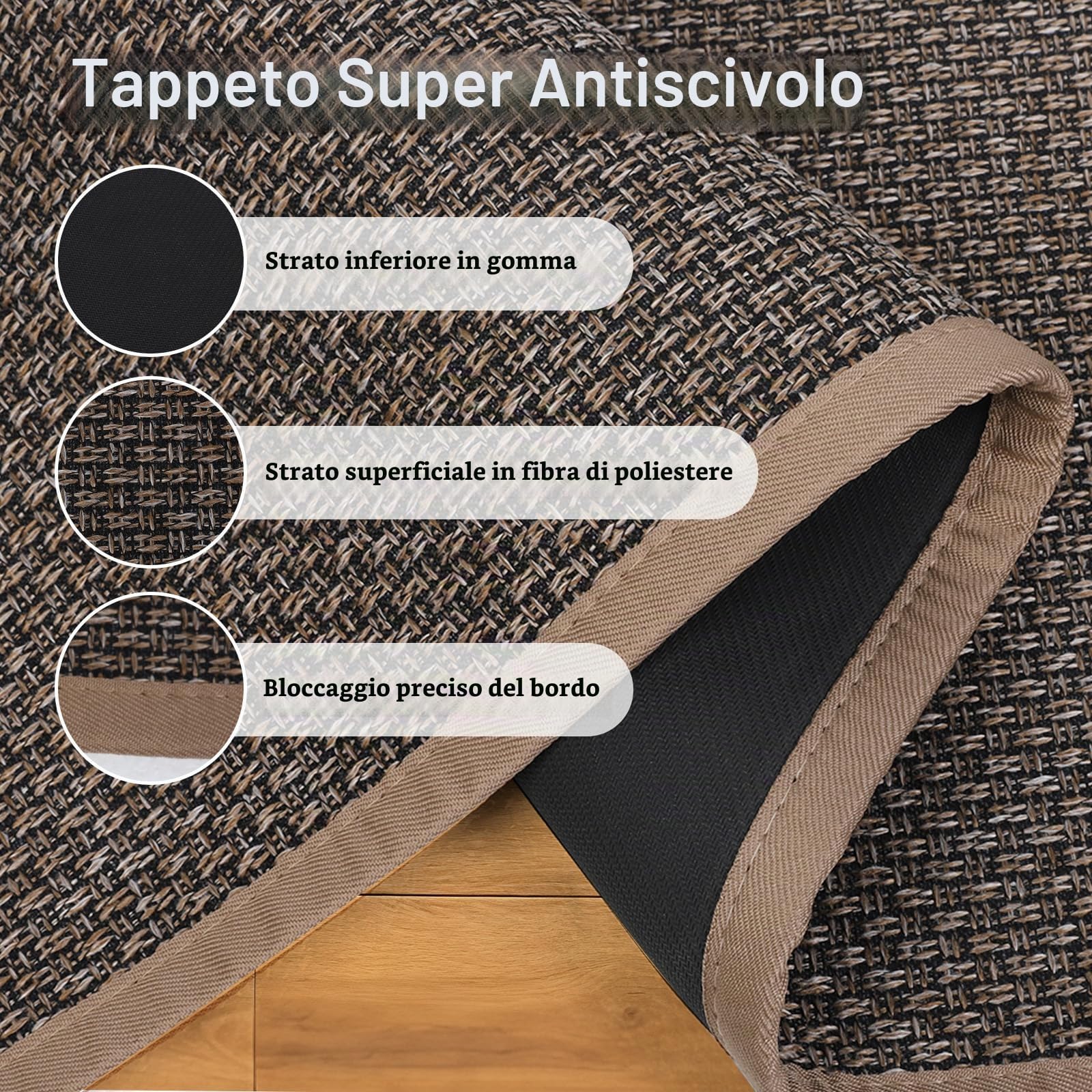 Romon Tappeto Cucina Marrone 43x180cm, Antiscivolo Lavabile, Tappeto Lungo Cucina per Cucina, Corridoio, Lavanderia