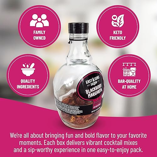 Miniatura 10 de East & Suns Saloon BlackBerry Margarita - Botella de infusión con colador - Mezcladores de bebidas prémium para cócteles