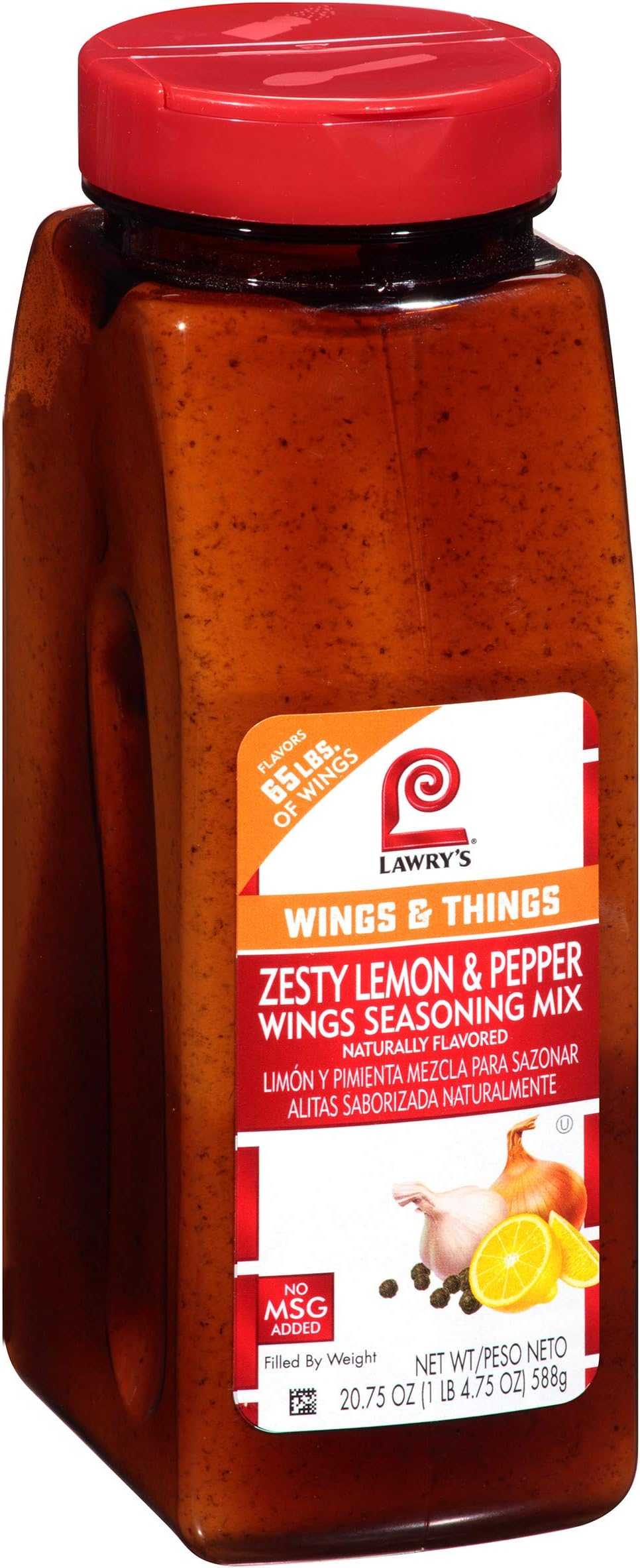 Lawry's Zesty Lemon & Pepper Wings Seasoning Mix, 20.75 oz - One 20.75 Ounce Container of Lemon Pepper Wing Seasoning Blend, Perfect on Fried Foods, Vegetables, Onion Rings and More