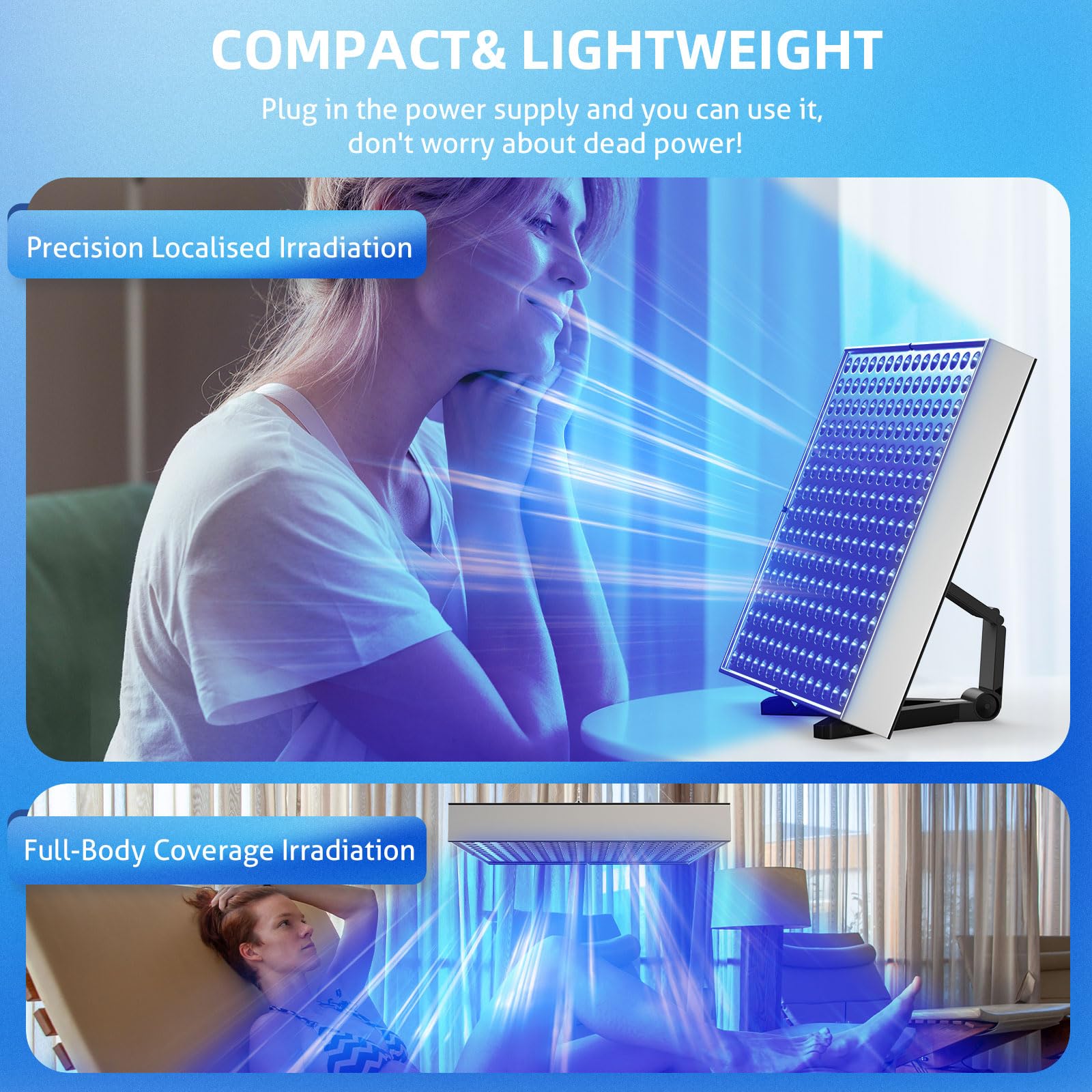 Solarium 45 W pour la maison avec 225 pièces 460 Nm, support réglable pliable et crochets de suspension, solarium pour le visage pour la maison pour le corps et le visage