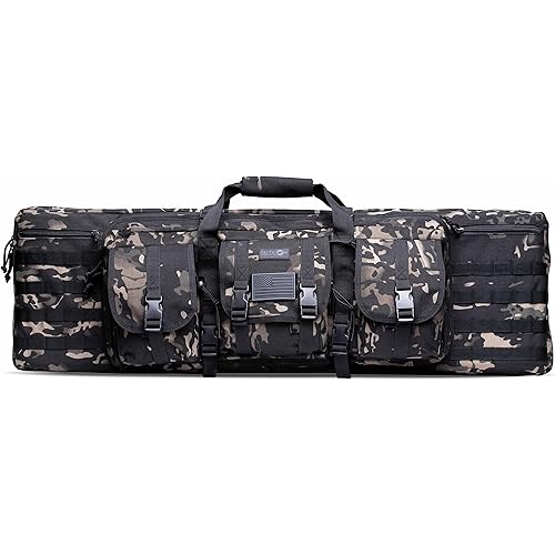Tacticon Double Rifle Bag - Heavy-Duty 600D PVC Nylon Double Rifle Case for 2 Long Guns & 2 Pistols - Tactical Waterproof Padded Gun Bag for Rifles with Backpack Straps - Veteran Owned Company
