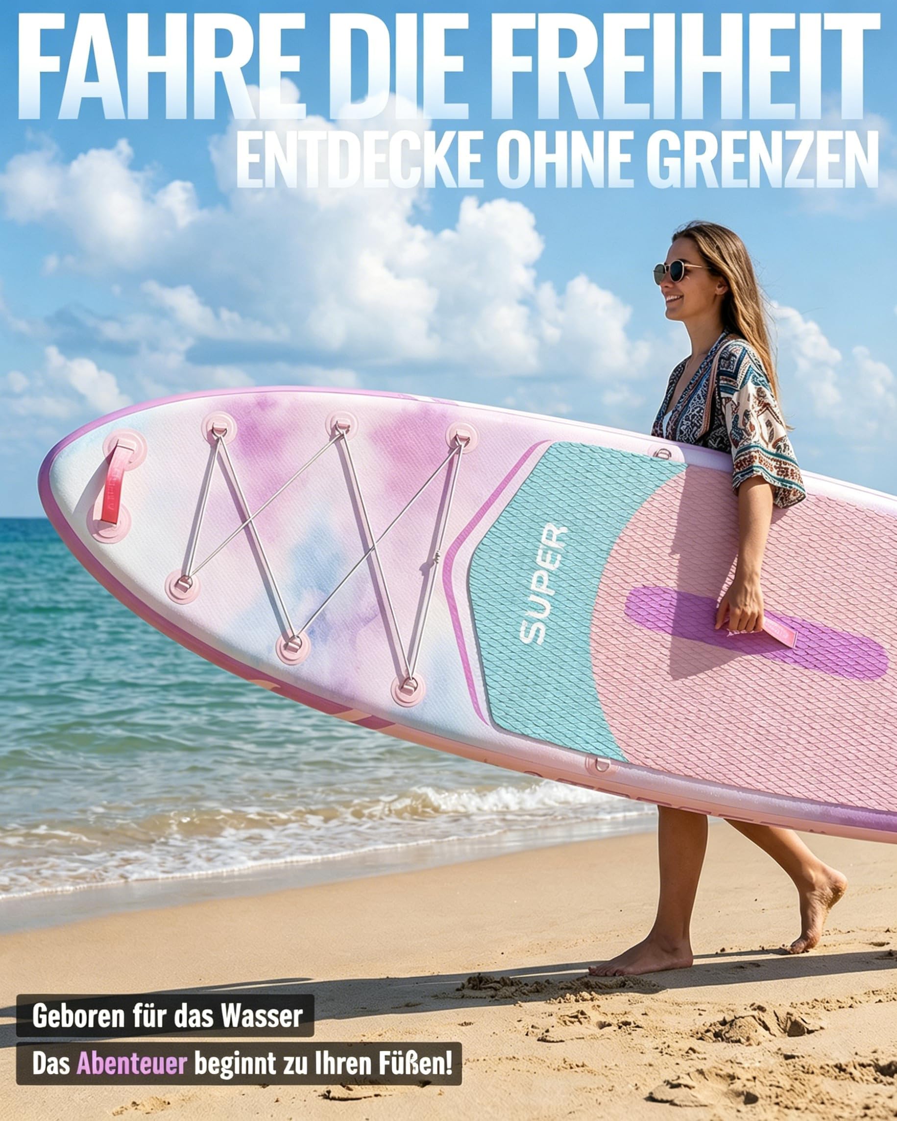Tavola SUP 320x84cm Stand Up Paddle Extra Largo per 2 Persone