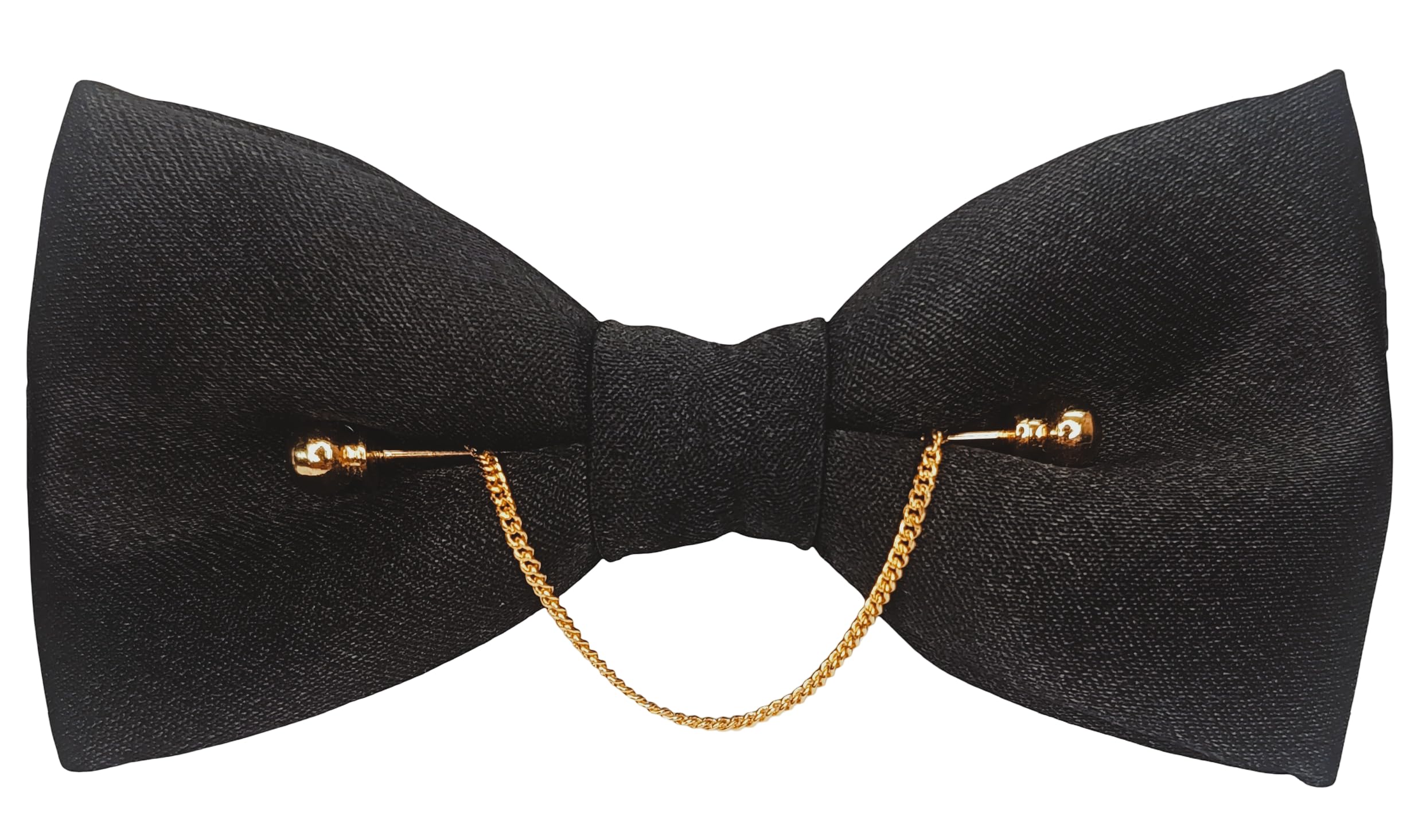 royal hues Men's Premium Black Bow Tie with Gold Chain Pin – Handmade Adjustable Satin Tuxedo Accessory for Wedding, Prom, Party & Formal Events-picture-21