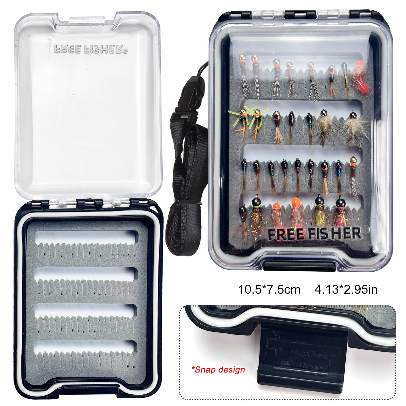 Lot de 30/24 mouches de pêche à la mouche lentes pour pêche à la mouche pour perche, truite, appâts artificiels, boîte en tungstène, hameçons pour pêche à la mouche
