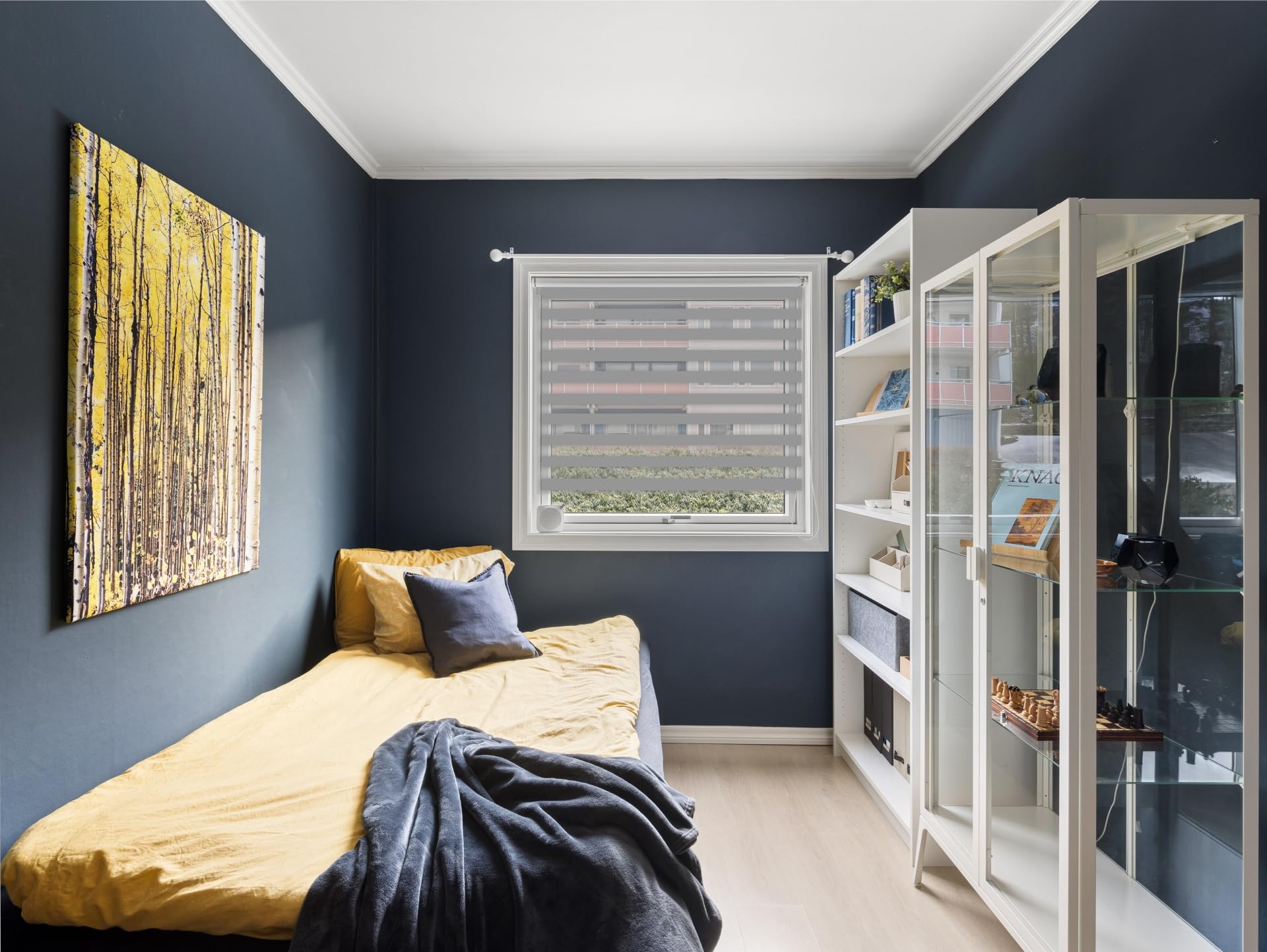 Doppelrollo Klemmfix ohne Bohren 90 x 150 cm, DuoRollo, Rollo für Fenster und Türen - Fensterrollo - Zebrarollo, Lichtdurchlässig & Verdunkelnd - Violett