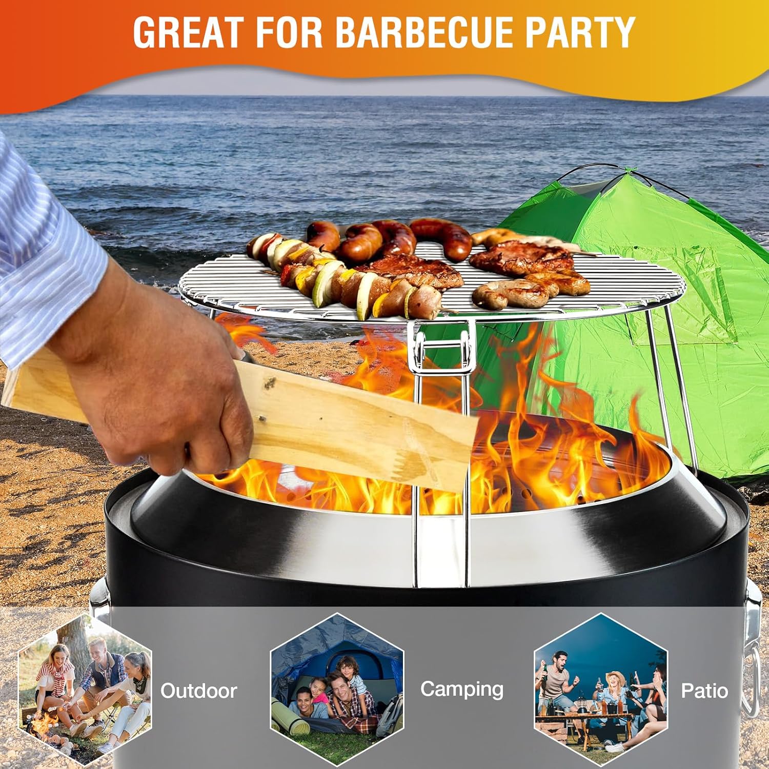 Smokeless Fire Pit Outdoor Portable Wood Burning Bonfire for Camping Gatherings Patio